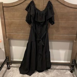 Top shop Bardot Midi Dress Black size 12